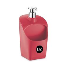 Porta Detergente e esponja 500ml Com Suporte Para Esponja Plástico Acrílico Uz Vermelho - Uz Utilida