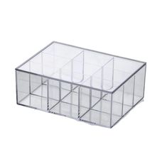 Caixa Organizadora de Acrílico Com Divisória e Tampa 22,5x16,5x8,5cm - Paramount