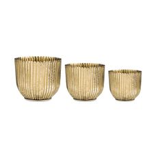 Conjunto de Cachepots Mart 8995 Dourado - 3 Peças