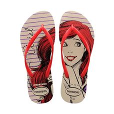 Chinelo Havaianas Slim Princesas Bege Palha/Vermelho Rubi 33/34