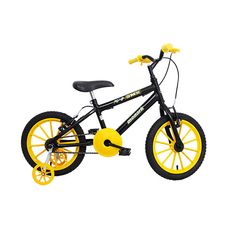 BICICLETA BMX ARO 16 PRETO FOSCO C/AMARELO
