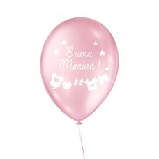 Balões São Roque Decorado 9 Tema Chá De Bebê Rosa Claro Perolado E Branco 25 Unidades