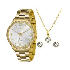 Kit Relógio Lince Feminino Dourado LRGJ049L KT11S2KX