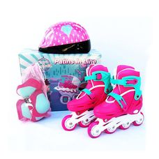 Kit Patins Inline Rosa