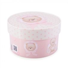 Caixa Redonda Decorada 1,2L Urso Menina - Plasútil