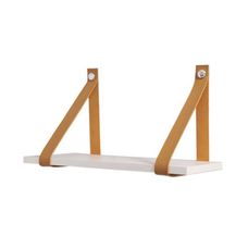 Prateleira Tiras Couro 60x20cm Branco/Caramelo - Dicarlo