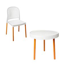 Conjunto Mesa Lateral 60cm Com 2 Cadeiras Vintage Branca - Forte Plástico