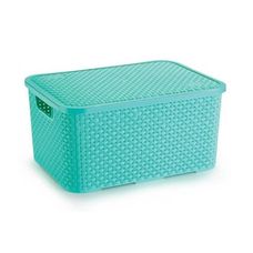 Cesto Organizador Rattan C/ Tampa 15 Litros Verde