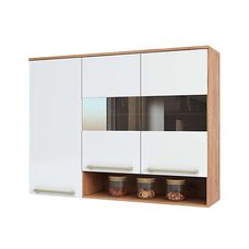 Armário Aéreo Napoli Prime 3 Portas Castanho e Branco Ronipa