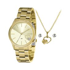 Kit Relógio Lince Feminino Dourado LRGJ127L KY92C1KX