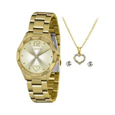Kit Relógio Lince Feminino Dourado LRGJ116L KY72C2KX