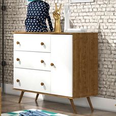 Cômoda 3 Gavetas Com Sapateira Twister Neve/Imbuia - Tcil Móveis