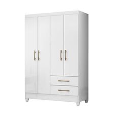 Guarda Roupa 4 Portas 2 Gavetas Chile Branco - Moval