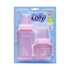 Kit Com 2 Mamadeiras Lolly Big Clean com Alça Rosa
