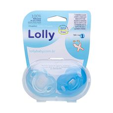 Kit 2 Chupetas Silicone Orto T1 Azul Lolly