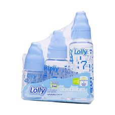 Kit com 3 Mamadeiras Tip 240ml+150ml+80ml R Azul Lolly