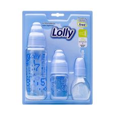 Kit com 3 Mamadeiras Tip 240ml+80ml+50ml R Azul Lolly