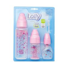 Kit com 3 Mamadeiras Tip 240ml+80ml+50ml R Rosa Lolly