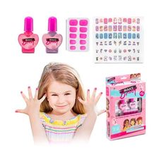 Kit Para Unhas Infantil com Tatuagens e Pedrinhas Makebrinq - Polibrinq