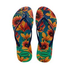 Chinelo Havaianas Slim Feminino Floral Marinho 33/34