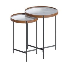 Conjunto de Mesa Lateral Aqua Off White/Grafite - Imcal