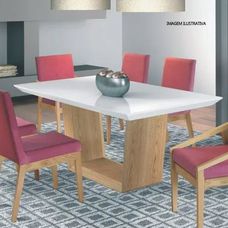 Mesa de Jantar Elegance Plus 2,20mx1,10m Off White/Cinamomo Claro Vidro Off White - Móveis Rafana