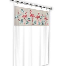 Cortina Box Banheiro 138x198cm com Ganchos Flamingo Vida Pratika