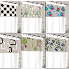 Cortina Box Banheiro 140x200cm com Visor Sortida Vida Pratika