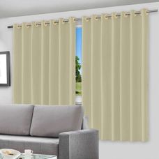 Cortina Corta Luz 2,80x1,40m Blackout com Ilhós Bege - Vida Pratika