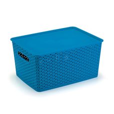 Cesto Organizador Rattan Grande 15 Litros Azul - Plasnorthon