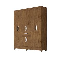 Guarda Roupa Casal Portugal 8 Portas Castanho Wood - Moval