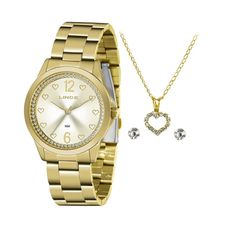 Kit Relógio Lince Feminino Dourado LRGJ122L KY85C2KX