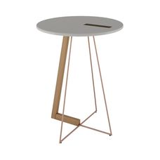 Mesa de Canto Tria 60cm Natural/Off White Brilho/Cobre Rudnick