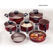 Jogo de Panelas Tramontina Paris Texture Antiaderente Starflon Max Vermelho 7 Peças