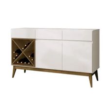 Buffet com Adega Chandon Off White/Naturale EDN Móveis