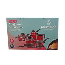 Conjunto De Panelas Multiflon Com Cuscuzeira 7 Peças Vermelho