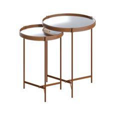 Conjunto de Mesa Lateral Aqua Espelho/Cobre Imcal