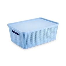 Cesto Organizador Rattan Pequeno 2 Litros Azul - Plasnorthon