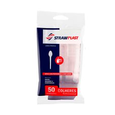 Colher Refeição Strawplast Branco com 50 Unidades