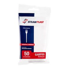 Garfo Refeição Strawplast Cristal com 50 Unidades