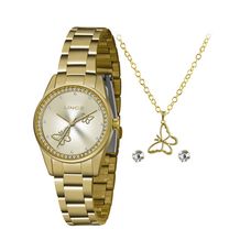 Kit Relógio Lince Feminino Dourado LRGJ113L KY65C1KX