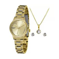 Kit Relógio Lince Feminino Dourado LRGH143L KY31C1KX
