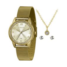 Kit Relógio Lince Feminino Dourado LRGJ118L KY77C2KX