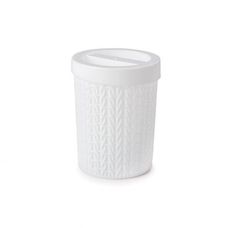 Porta Algodão Cotonete Trama Branco Plasútil