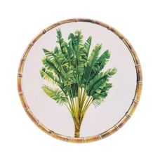 Prato Raso Melamina Palmeira Tree Branco 27cm Bon Gourmet
