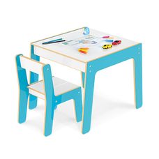 Conjunto de Mesa + Cadeira Infantil Azul - Junges
