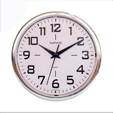 Relógio de Parede Metalizado Chromo Branco - Icone