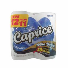Papel Higiênico Folha Dupla Caprice Neutro 30m Leve 12 Pague 11