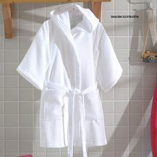 Roupão Infantil em Velour G Ju-29 Kids com Capuz Branco - Dohler