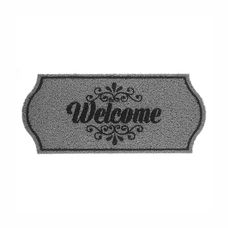 Capacho Vinil Formas Welcome Cinza 30cm x 70cm - Kapazi